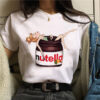 2022 Nutella Print T Shirt Women 90s Harajuku Kawaii Fashion T-shirt Graphic Cute Cartoon Tshirt Korean Style Top Tees Female