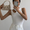 Casual white cut t shirt women round neck sleeveless korean slim t shirts women clothing 2023 summer fashion