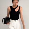 Casual white cut t shirt women round neck sleeveless korean slim t shirts women clothing 2023 summer fashion