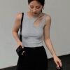 Casual white cut t shirt women round neck sleeveless korean slim t shirts women clothing 2023 summer fashion