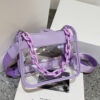 Chain Ladies Tote Bags Stadium Approved Top-handle Bags Fashion Transparent Simple Portable Elegant Adjustable Straps for Travel