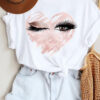 Fashion Print Tshirt Women Eyelashes Sweet Love Eyes Casual T-shirt Summer Tee Shirt Femme Graphic T Shirt Cartoon Heart Printed