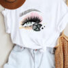 Fashion Print Tshirt Women Eyelashes Sweet Love Eyes Casual T-shirt Summer Tee Shirt Femme Graphic T Shirt Cartoon Heart Printed