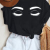 Fashion Print Tshirt Women Eyelashes Sweet Love Eyes Casual T-shirt Summer Tee Shirt Femme Graphic T Shirt Cartoon Heart Printed