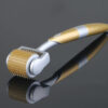 Gold 192 Titanium Micro Needle Face Roller Facial Massager Upgraded Cosmetic Needling Instrument for Acne, Scars, Skin Aging