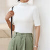 Half Turtleneck Milk Silk Tops Women Short Sleeve Slim T-Shirt Solid Color Basic Trend Bottoming Shirt High Street Women Blouse