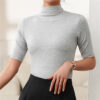 Half Turtleneck Milk Silk Tops Women Short Sleeve Slim T-Shirt Solid Color Basic Trend Bottoming Shirt High Street Women Blouse