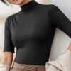 Half Turtleneck Milk Silk Tops Women Short Sleeve Slim T-Shirt Solid Color Basic Trend Bottoming Shirt High Street Women Blouse