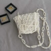Hollow Bow Ladies Handbags Handmade Woven Beaded Pearl Exquisite Elegant Shiny Female Coin Purse Women Mobile Phone Bag