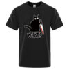 Men's t-Shirt Breathable Material Knife Cat Print Oversized t Shirt Casual Loose Casual Shirt o-Neck T-Shirt Male Tops Clothing