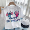 New Lilo & Stitch Children Birthday Number 1-14 T Shirt Kid Kawaii Boy Girl Casual Clothes Anime Cartoons Kids T-shirts Tops Tee
