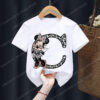 Summer Minnie Letter A B C D Children T-shirt Kawaii Disney T Shirt Anime Cartoons Casual Clothes Kid Girl Boy Short Sleeve Tops