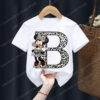 Summer Minnie Letter A B C D Children T-shirt Kawaii Disney T Shirt Anime Cartoons Casual Clothes Kid Girl Boy Short Sleeve Tops