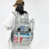 Transparent PVC College Student Rucksack Fashion School Backpack Waterproof Large Capacity See Through Solid Clear for Women Men
