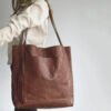 Woman HandBag Vintage Women Soft PU Leather Solid Color Shoulder Bag Casual Large Tote Handbag