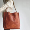 Woman HandBag Vintage Women Soft PU Leather Solid Color Shoulder Bag Casual Large Tote Handbag
