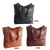 Woman HandBag Vintage Women Soft PU Leather Solid Color Shoulder Bag Casual Large Tote Handbag