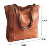 Woman HandBag Vintage Women Soft PU Leather Solid Color Shoulder Bag Casual Large Tote Handbag