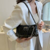 Women Fashion Shopping Bag Gothic Underarm Bag Cool Style Trendy Rock Girls Handbag Y2K Rivet Chain for Travel Vacation Daily