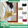 Women Fashion Shopping Bag Gothic Underarm Bag Cool Style Trendy Rock Girls Handbag Y2K Rivet Chain for Travel Vacation Daily