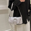 Women Fashion Shopping Bag Gothic Underarm Bag Cool Style Trendy Rock Girls Handbag Y2K Rivet Chain for Travel Vacation Daily