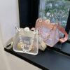 Women Shoulder Bags Chain PVC Transparent Ladies Tote Bags Letter Print Fashion Simple Portable Lady Satchel Summer New 2023