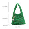 Women Weave Top-handle Bags Drawstring Mesh Shopping Handbags Large Capacity Fashion for Vacation Daily Casual with Cute Pendant