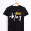 behind King Queen Printing Lover Couples Tee Shirt Harajuku Womens T-shirt Crown Printing Couple Clothes Summer Women Man Tops