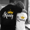 behind King Queen Printing Lover Couples Tee Shirt Harajuku Womens T-shirt Crown Printing Couple Clothes Summer Women Man Tops