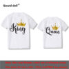 behind King Queen Printing Lover Couples Tee Shirt Harajuku Womens T-shirt Crown Printing Couple Clothes Summer Women Man Tops