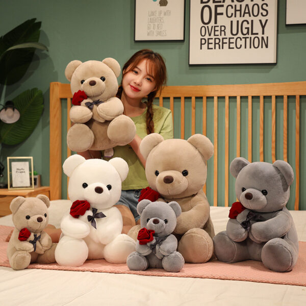 23 45cm Huge Cute Rose Bear Doll Plush Toy Hug Bear Doll Children S Birthday Pillow 3