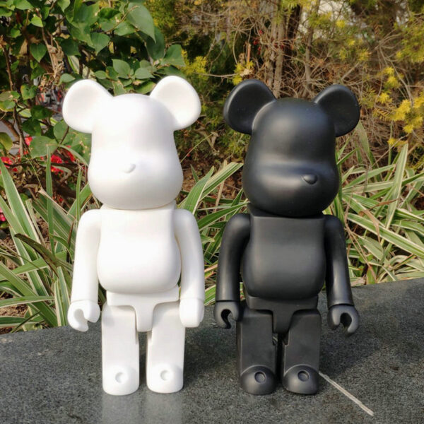 28cm 400 Bearbrick Bear Brick Action Figures Diy Paint Bear Brick Toys Violent Bear Ornaments Home 2