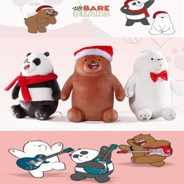 Free Shipping 10 Inch We Bare Bears Peluches Xmas Plush Toys Soft Bear Stuffed Dolls Plushies 1