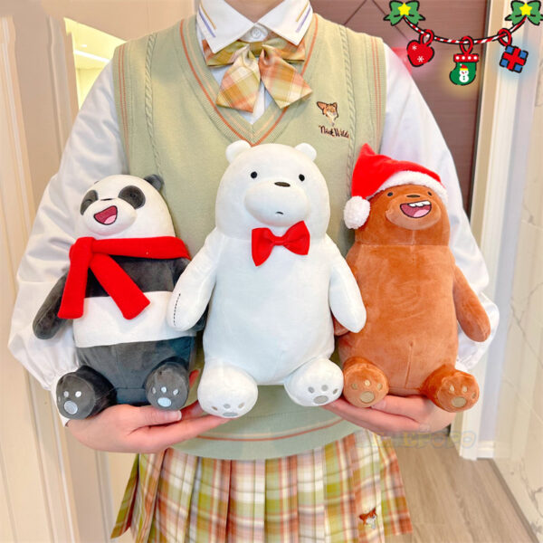 Free Shipping 10 Inch We Bare Bears Peluches Xmas Plush Toys Soft Bear Stuffed Dolls Plushies