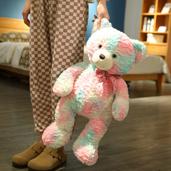 Kawaii Plush Rainbow Teddy Bear Toy Plush Stuffed Animal Doll Pillow Colorful Bowknot Bear Birthday Gift 4