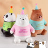 Kawaii We Bare Bears Happy Birthday Series Plush Toy Cartoon Anime Figure Ice Bear Grizzly Panda