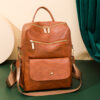 Leather Backpack Women Solid Color Fashion Trend Casual Large Capacity Ladies Travel Bag School Backpack for Teenage Girls Sac