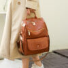Leather Backpack Women Solid Color Fashion Trend Casual Large Capacity Ladies Travel Bag School Backpack for Teenage Girls Sac