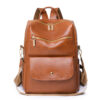 Leather Backpack Women Solid Color Fashion Trend Casual Large Capacity Ladies Travel Bag School Backpack for Teenage Girls Sac