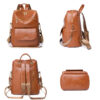 Leather Backpack Women Solid Color Fashion Trend Casual Large Capacity Ladies Travel Bag School Backpack for Teenage Girls Sac
