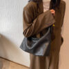 MOODS Lychee Pattern Tote Bags For Women 2023 Latest Branded Shoulder Hobo Bag Soft PU Leather Retro Large Capacity Shopper Tote