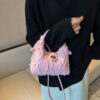 MOODS Soft Fabric Shoulder Crossbody Bags For Women 2023 Luxury Designer Purses And Handbags Raw Edge Casual Underarm Hobos Bag