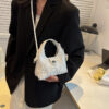 MOODS Soft Fabric Shoulder Crossbody Bags For Women 2023 Luxury Designer Purses And Handbags Raw Edge Casual Underarm Hobos Bag