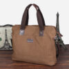 Men Handbag Retro Solid Color Large Capacity Canvas Briefcase Leisure Travel Multifunction Business Bag Male Computer
