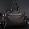 Men's New Fashion Brifecase Large Capacity Solid Color Soft Leather Male Business Messenger Bag High Quality Computer Handbag