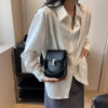 Mini Chain Cute PU Leather Crossbody Bags with Short Handle for Women 2023 Luxury Solid Color Fashion Phone Handbags and Purses
