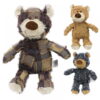 Patchwork Cute Bear Pet Plush Toys Funny Sounding Interactive Dog Toys Puppy Bite Resistant Molar Chew