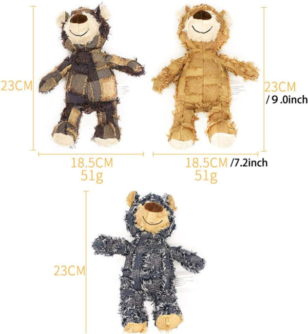 Patchwork Cute Bear Pet Plush Toys Funny Sounding Interactive Dog Toys Puppy Bite Resistant Molar Chew