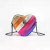 Rainbow Heart Shaped Crossbody Bag For Women, Women's Colorblock Patchwork Purses, Trendy Chain Shoulder Bag