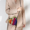 Rainbow Heart Shaped Crossbody Bag For Women, Women's Colorblock Patchwork Purses, Trendy Chain Shoulder Bag